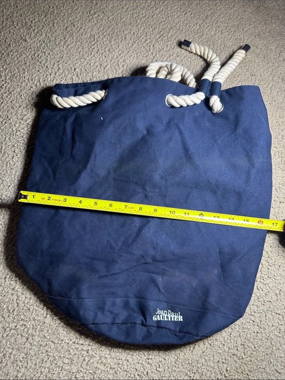 Jean Paul Gaultier Navy Canvas Duffel with Cream Rope Handles